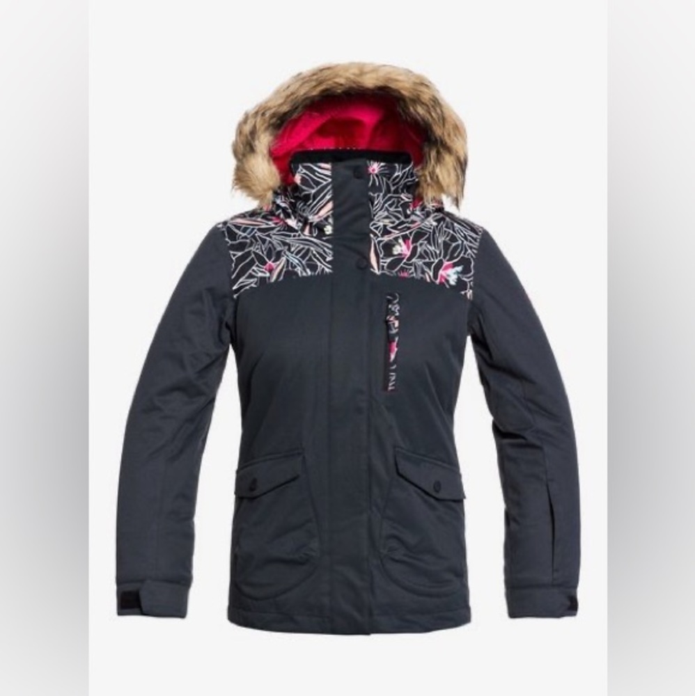 NWT-Roxy Moonlight Insulated Snow Jacket for Girls -removable faux fur